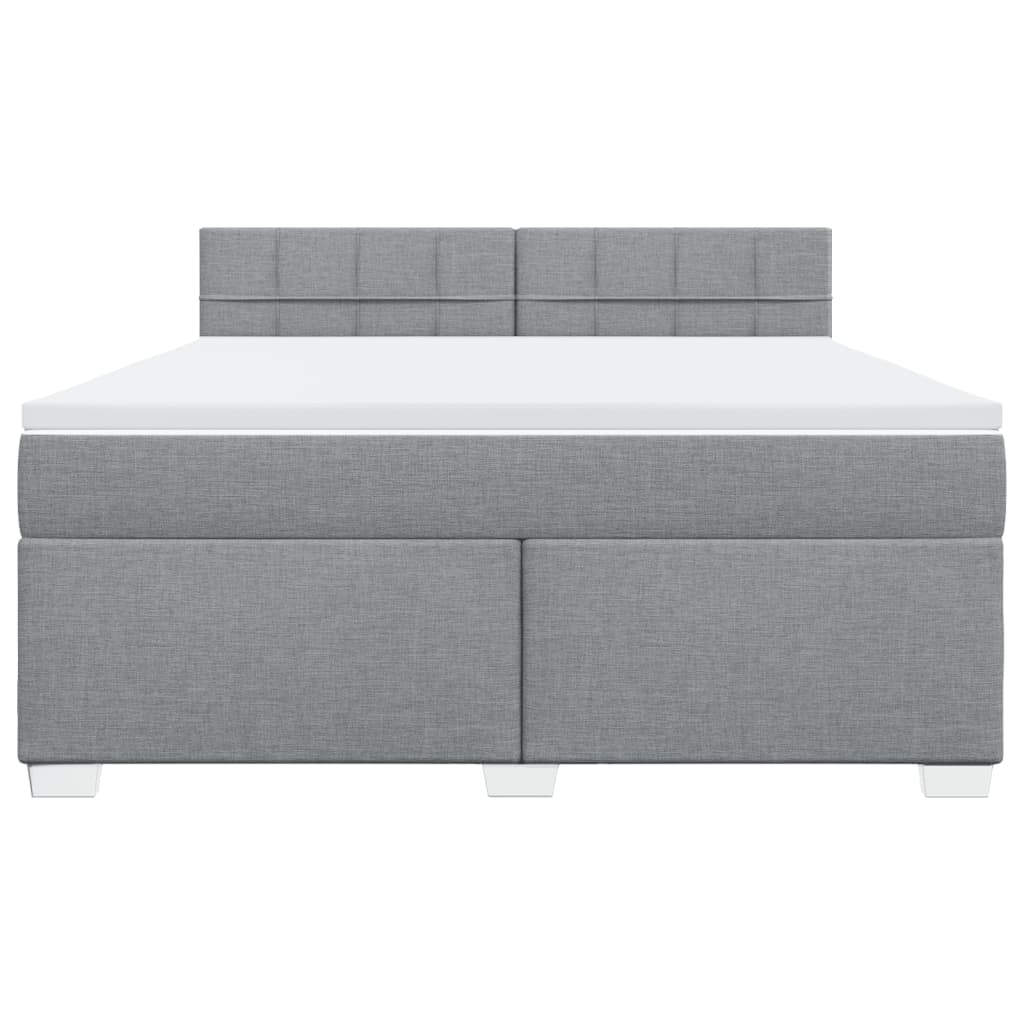 Κρεβάτι Boxspring με Στρώμα Ανοιχτό Γκρι 180x200 εκ. Υφασμάτινο - Pakobazaar