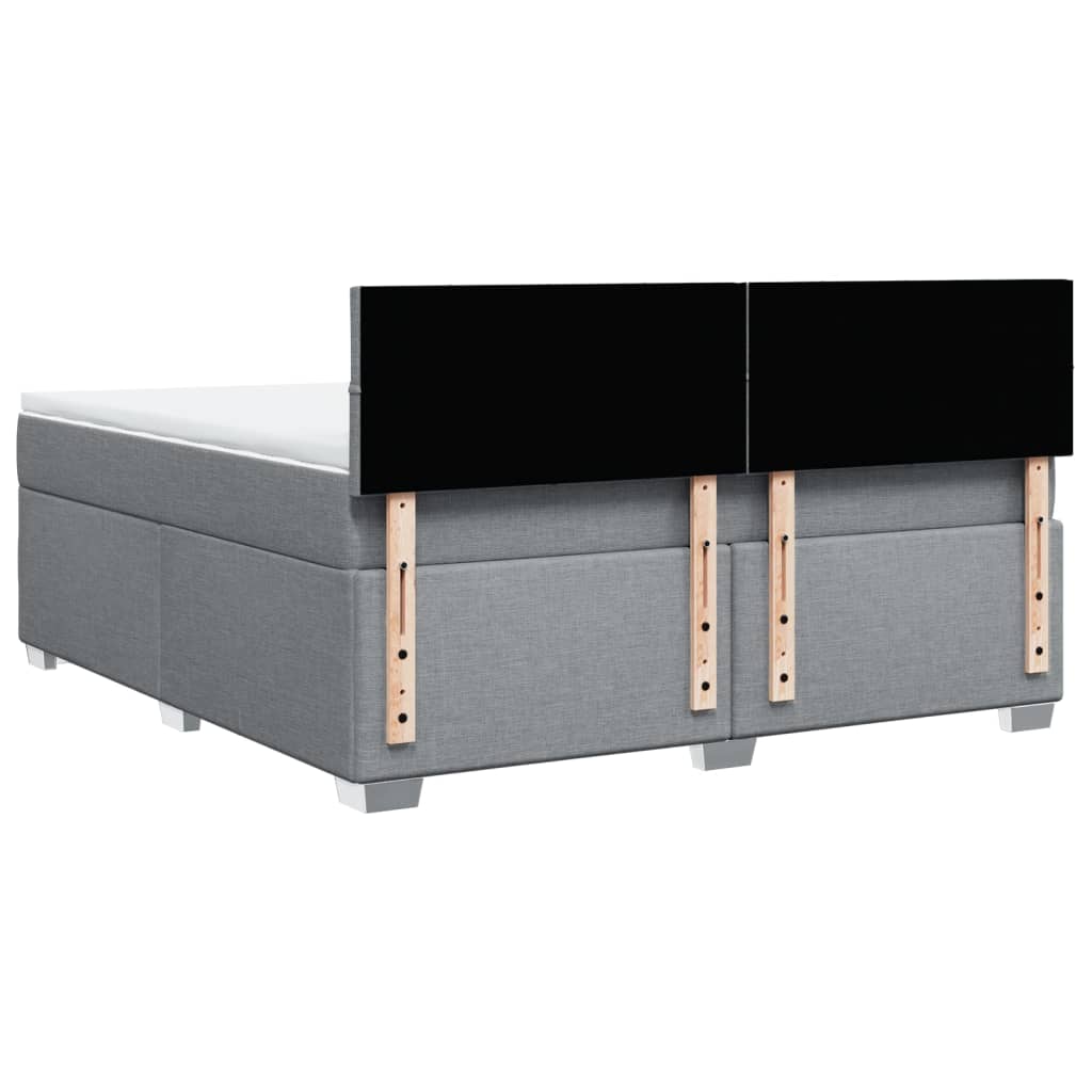 Κρεβάτι Boxspring με Στρώμα Ανοιχτό Γκρι 180x200 εκ. Υφασμάτινο - Pakobazaar