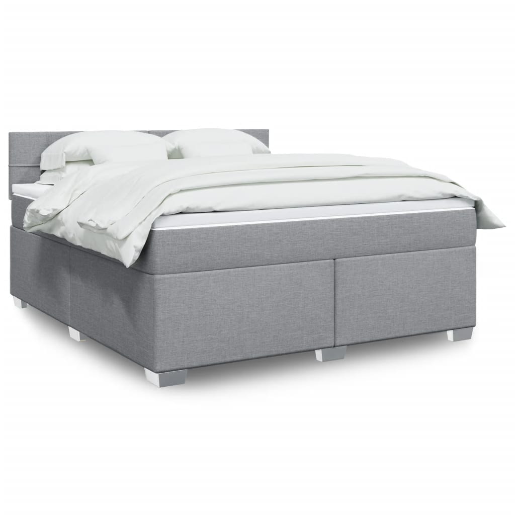 Κρεβάτι Boxspring με Στρώμα Ανοιχτό Γκρι 180x200 εκ. Υφασμάτινο - Pakobazaar