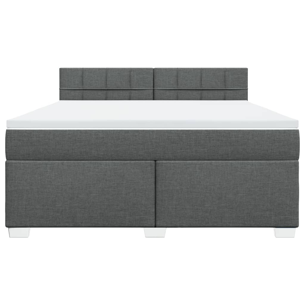 Κρεβάτι Boxspring με Στρώμα Σκούρο Γκρι 180x200 εκ Υφασμάτιν