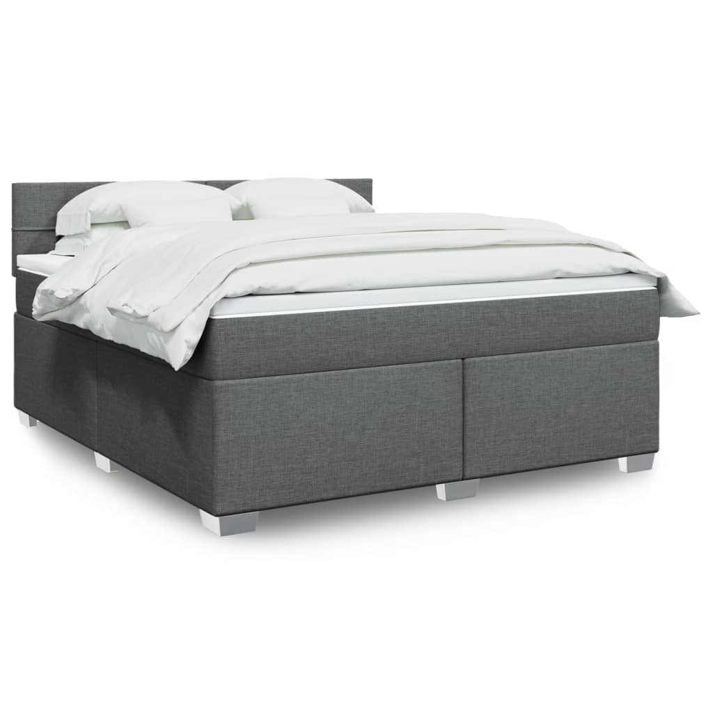 Κρεβάτι Boxspring με Στρώμα Σκούρο Γκρι 180x200 εκ Υφασμάτιν