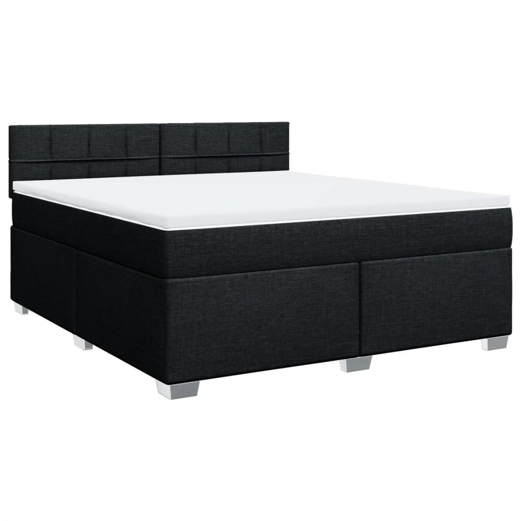 Κρεβάτι Boxspring με Στρώμα Μαύρο 180x200 εκ. Υφασμάτινο
