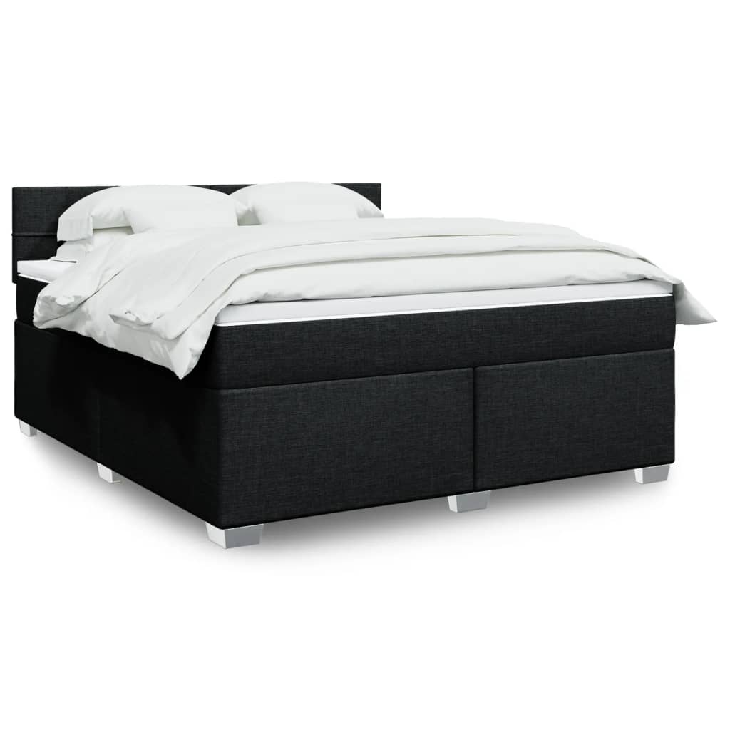 Κρεβάτι Boxspring με Στρώμα Μαύρο 180x200 εκ. Υφασμάτινο