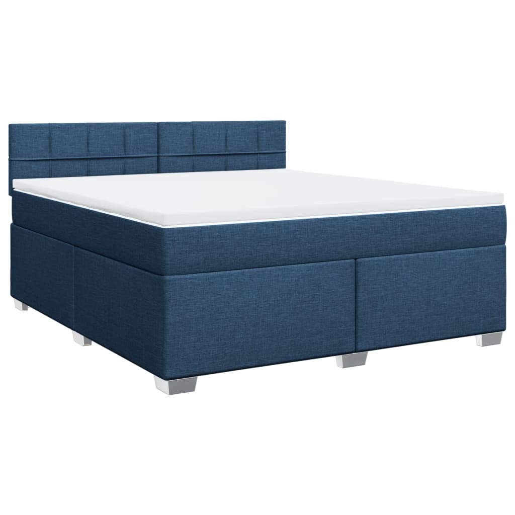 Κρεβάτι Boxspring με Στρώμα Μπλε 180x200 εκ. Υφασμάτινο - Pakobazaar