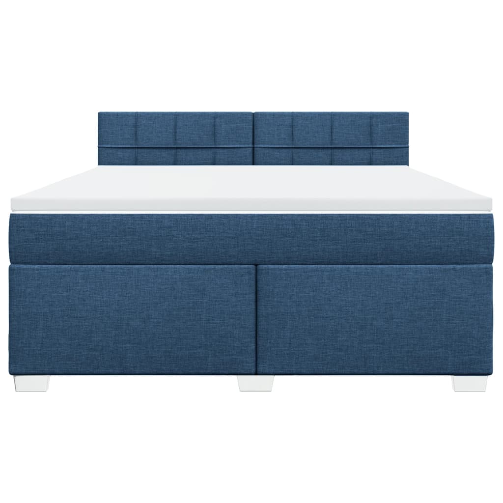 Κρεβάτι Boxspring με Στρώμα Μπλε 180x200 εκ. Υφασμάτινο - Pakobazaar