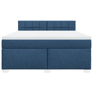 Κρεβάτι Boxspring με Στρώμα Μπλε 180x200 εκ. Υφασμάτινο - Pakobazaar