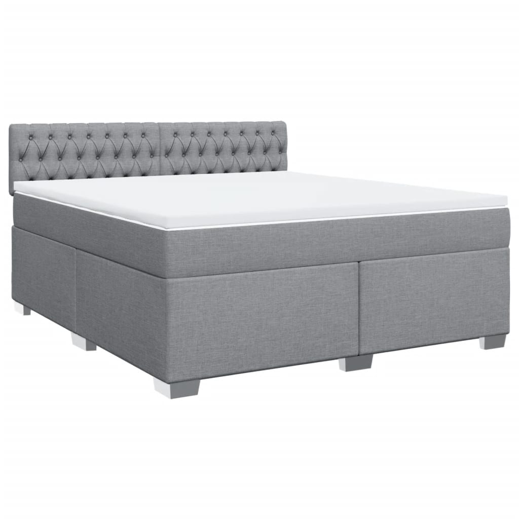 Κρεβάτι Boxspring με Στρώμα Ανοιχτό Γκρι 180x200 εκ. Υφασμάτινο - Pakobazaar
