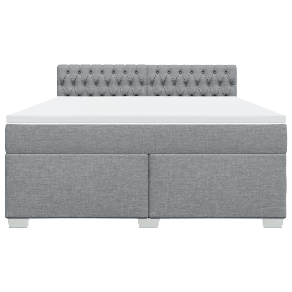 Κρεβάτι Boxspring με Στρώμα Ανοιχτό Γκρι 180x200 εκ. Υφασμάτινο - Pakobazaar