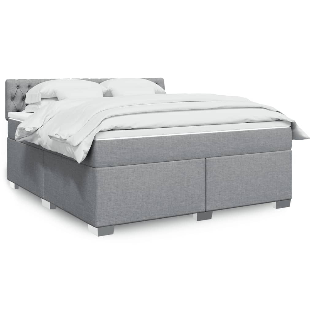 Κρεβάτι Boxspring με Στρώμα Ανοιχτό Γκρι 180x200 εκ. Υφασμάτινο - Pakobazaar