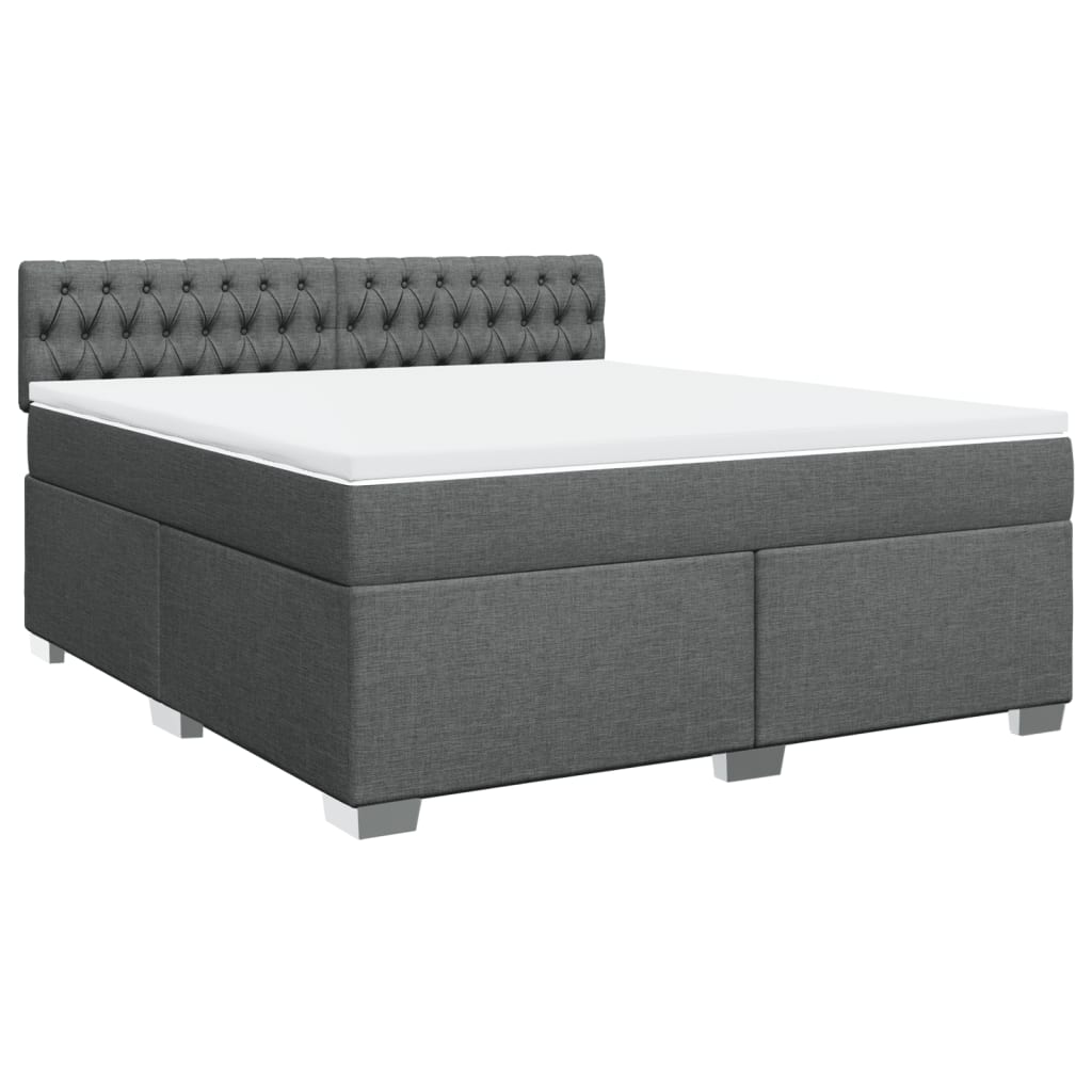 Κρεβάτι Boxspring με Στρώμα Σκούρο Γκρι 180x200 εκ Υφασμάτιν - Pakobazaar