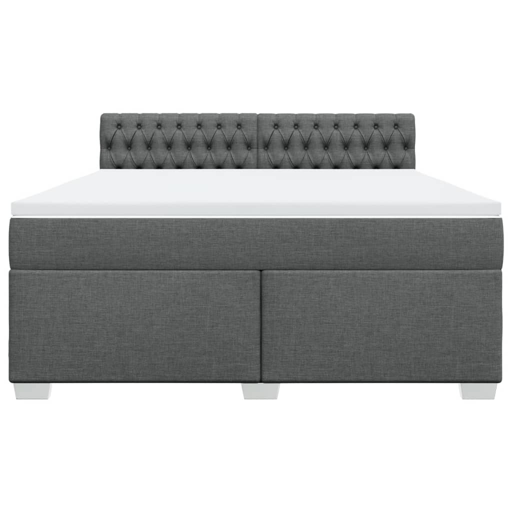 Κρεβάτι Boxspring με Στρώμα Σκούρο Γκρι 180x200 εκ Υφασμάτιν - Pakobazaar