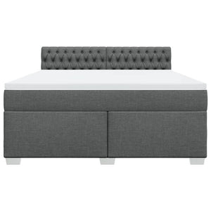 Κρεβάτι Boxspring με Στρώμα Σκούρο Γκρι 180x200 εκ Υφασμάτιν - Pakobazaar