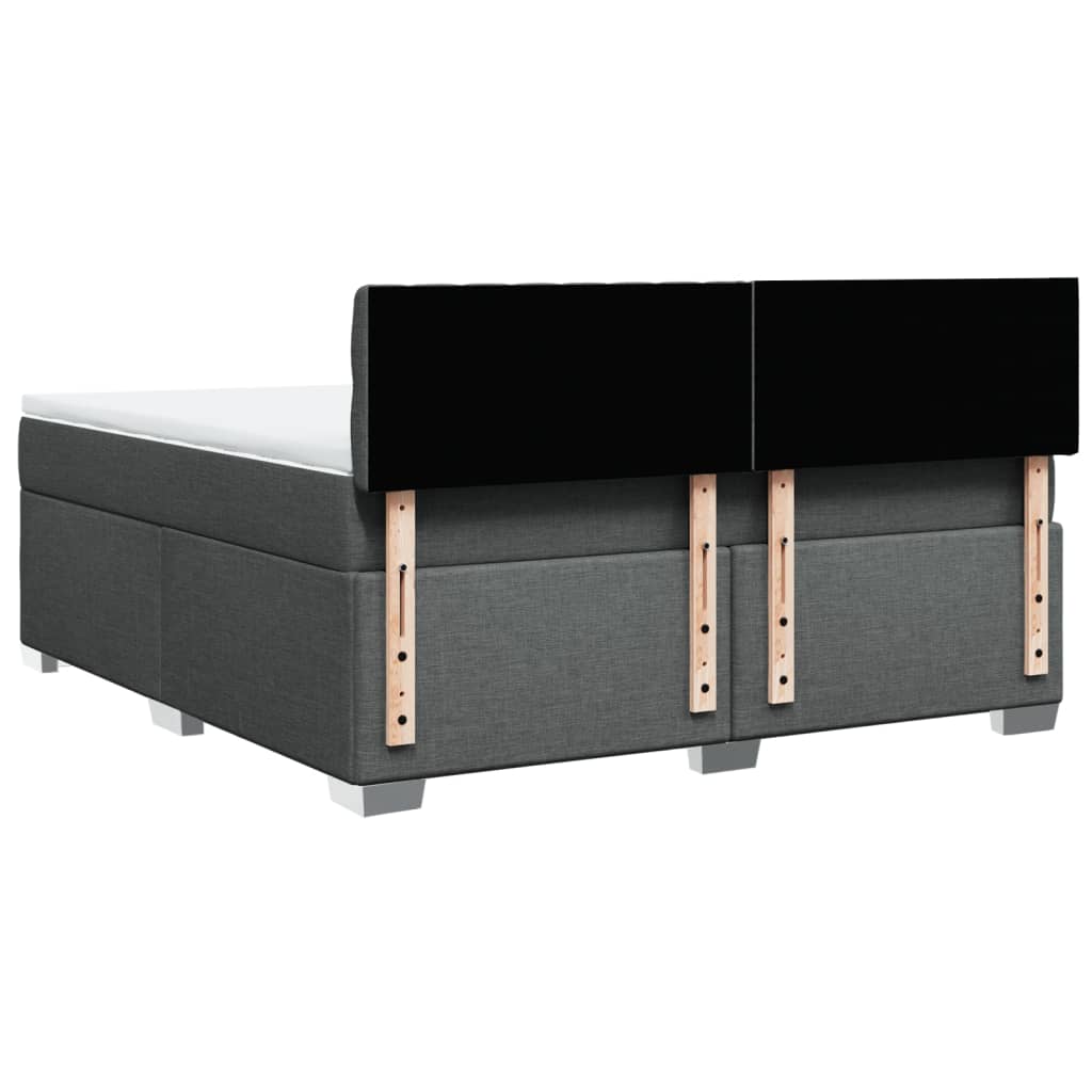 Κρεβάτι Boxspring με Στρώμα Σκούρο Γκρι 180x200 εκ Υφασμάτιν - Pakobazaar