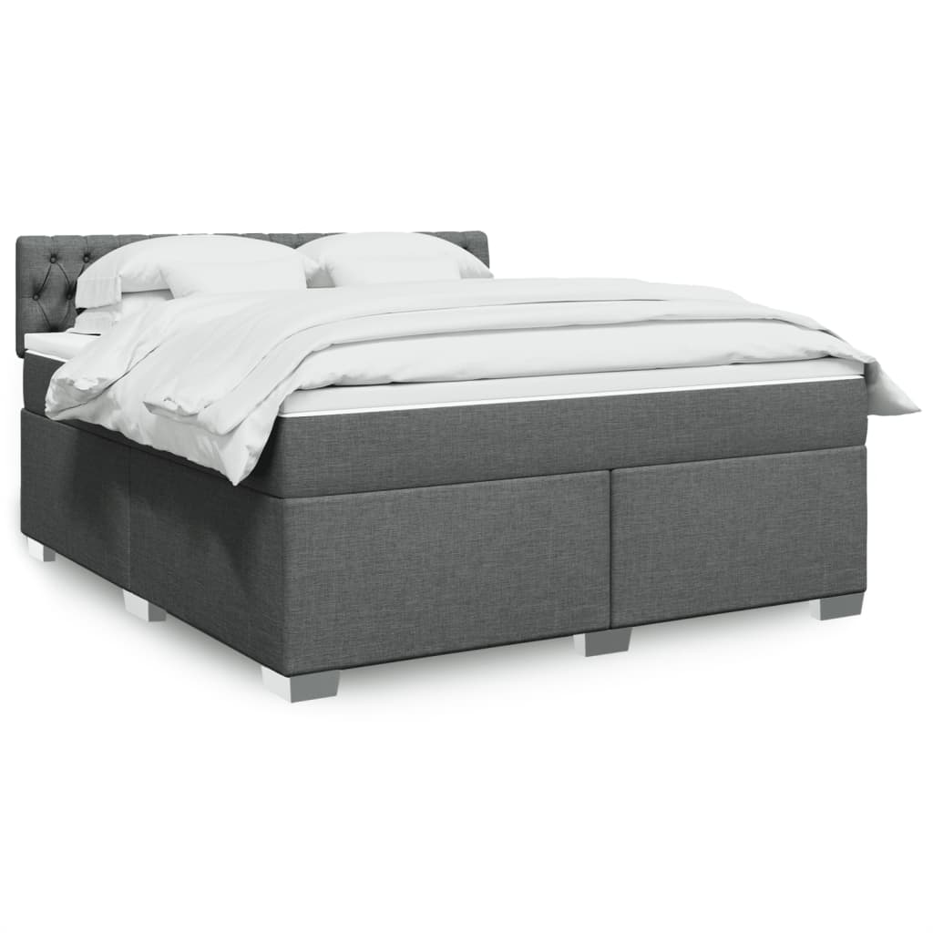 Κρεβάτι Boxspring με Στρώμα Σκούρο Γκρι 180x200 εκ Υφασμάτιν - Pakobazaar