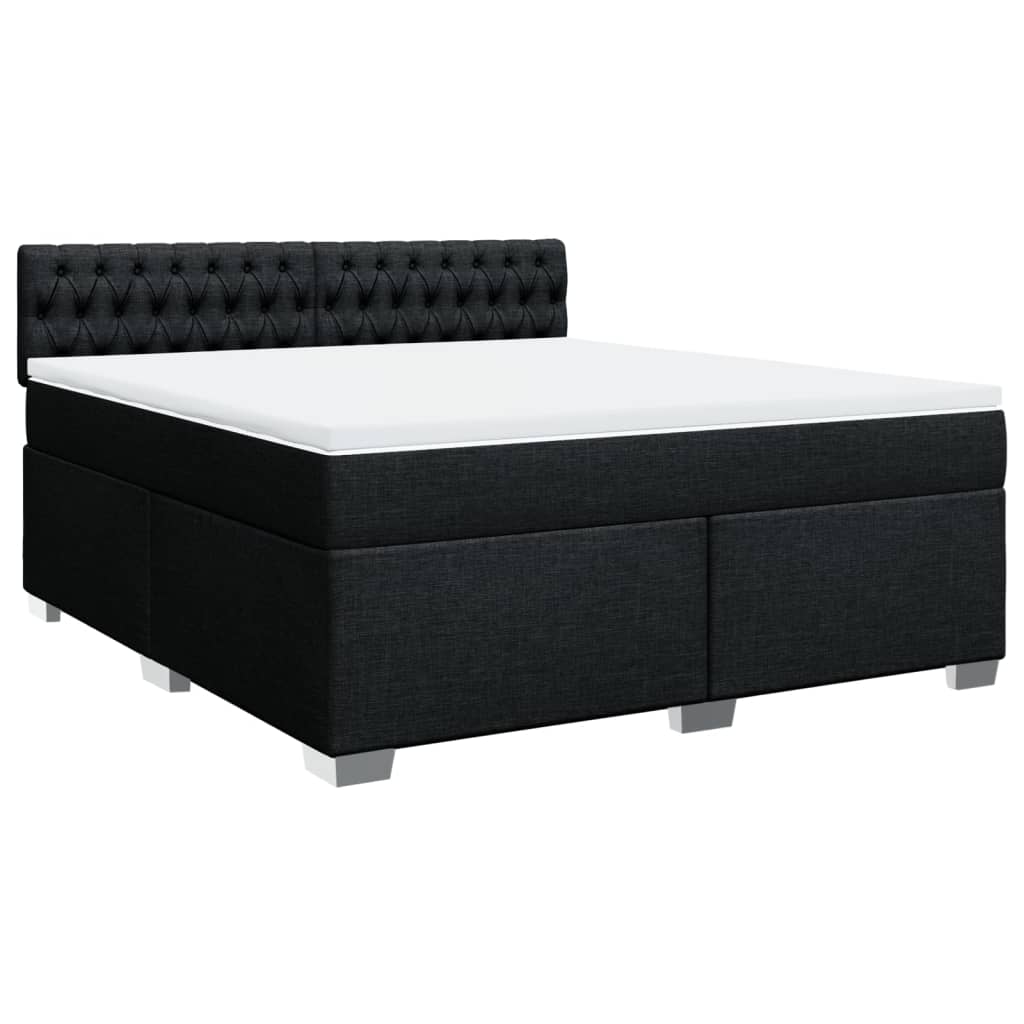 Κρεβάτι Boxspring με Στρώμα Μαύρο 180x200 εκ. Υφασμάτινο - Pakobazaar
