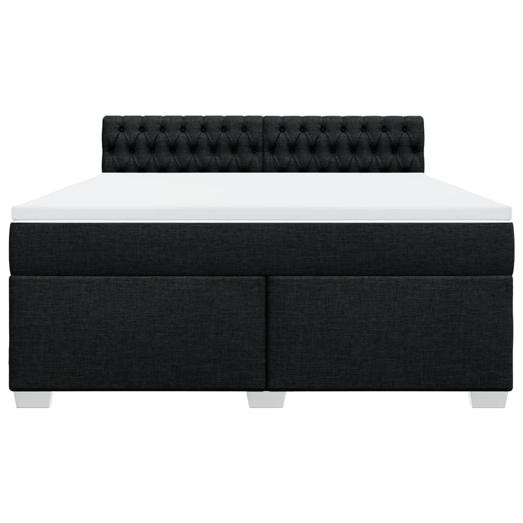 Κρεβάτι Boxspring με Στρώμα Μαύρο 180x200 εκ. Υφασμάτινο - Pakobazaar