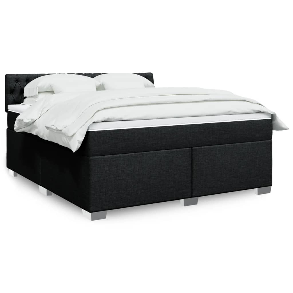 Κρεβάτι Boxspring με Στρώμα Μαύρο 180x200 εκ. Υφασμάτινο - Pakobazaar