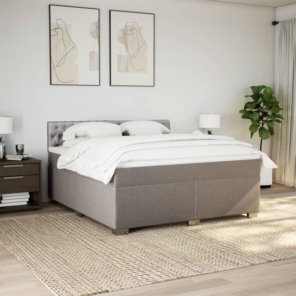 Κρεβάτι Boxspring με Στρώμα Taupe 180x200 εκ. Υφασμάτινο - Pakobazaar