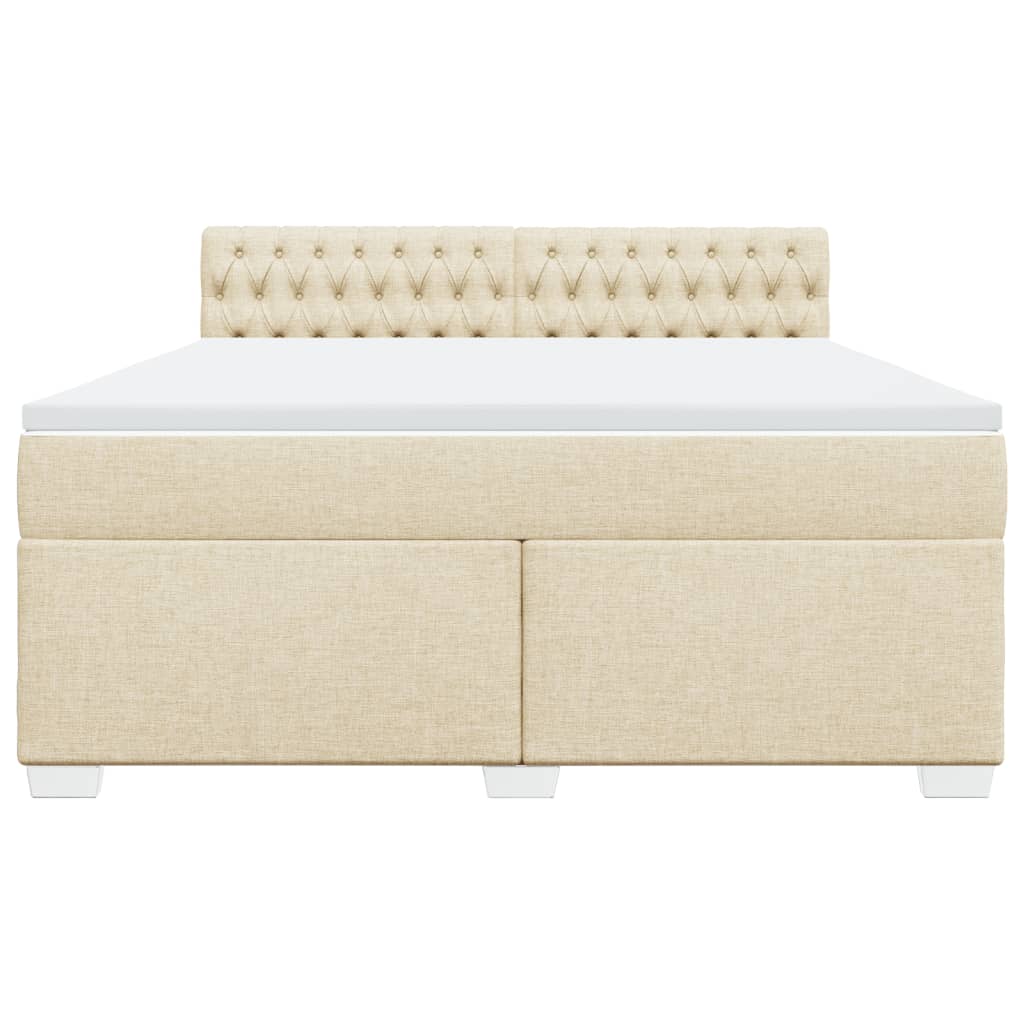 Κρεβάτι Boxspring με Στρώμα Κρεμ 180x200 εκ. Υφασμάτινο - Pakobazaar