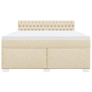 Κρεβάτι Boxspring με Στρώμα Κρεμ 180x200 εκ. Υφασμάτινο - Pakobazaar