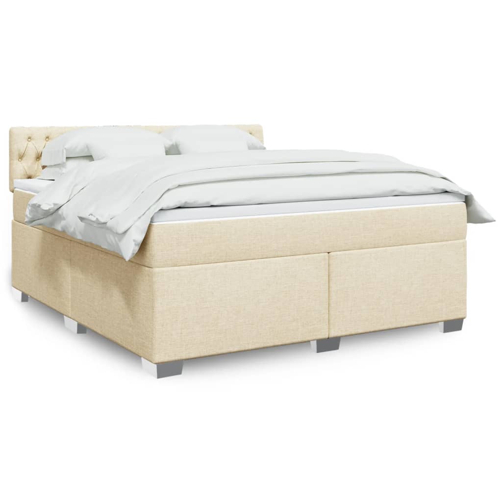 Κρεβάτι Boxspring με Στρώμα Κρεμ 180x200 εκ. Υφασμάτινο - Pakobazaar