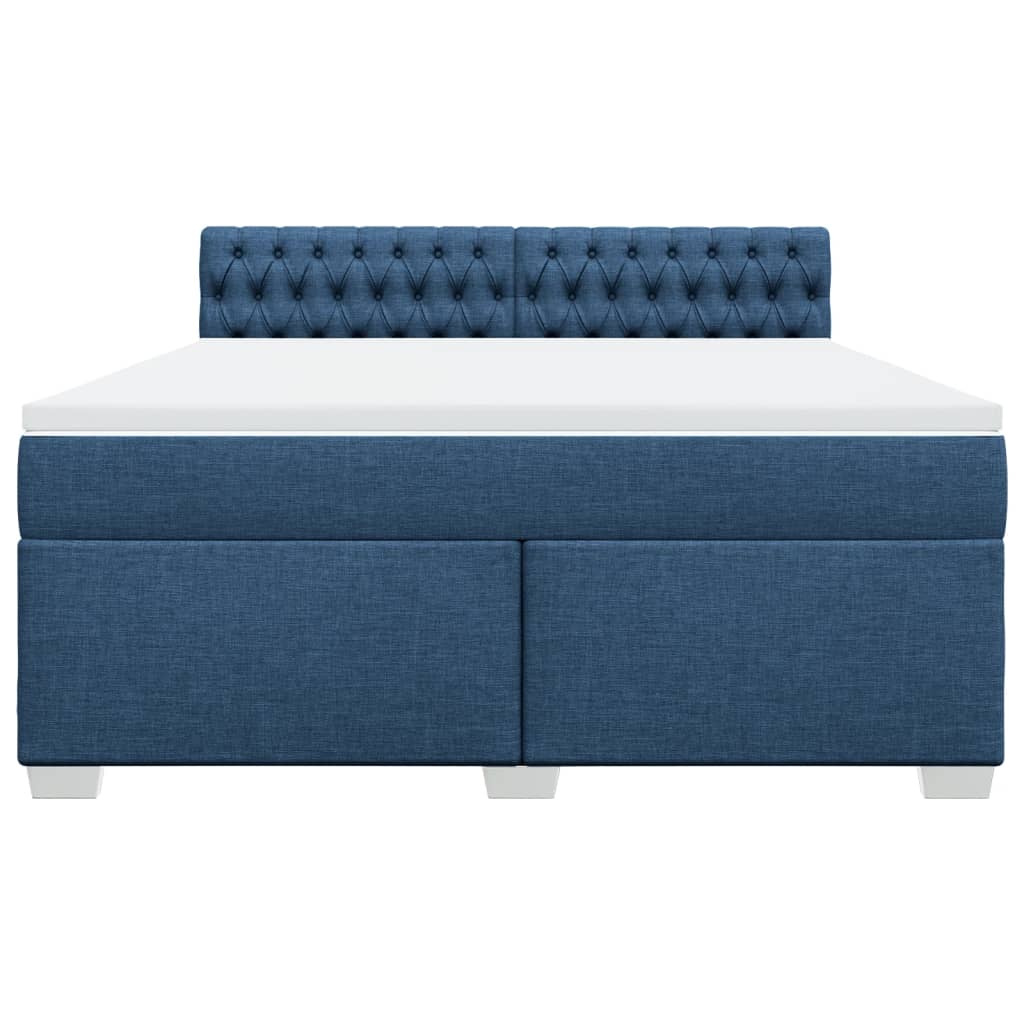 Κρεβάτι Boxspring με Στρώμα Μπλε 180x200 εκ. Υφασμάτινο - Pakobazaar
