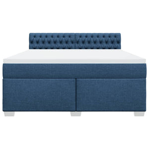 Κρεβάτι Boxspring με Στρώμα Μπλε 180x200 εκ. Υφασμάτινο - Pakobazaar