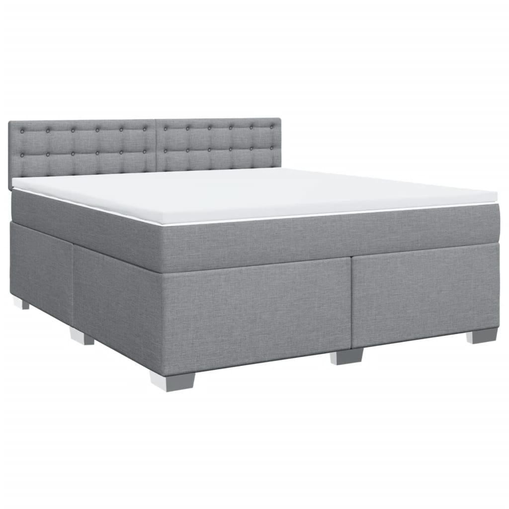 Κρεβάτι Boxspring με Στρώμα Ανοιχτό Γκρι 180x200 εκ. Υφασμάτινο - Pakobazaar