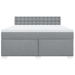 Κρεβάτι Boxspring με Στρώμα Ανοιχτό Γκρι 180x200 εκ. Υφασμάτινο - Pakobazaar