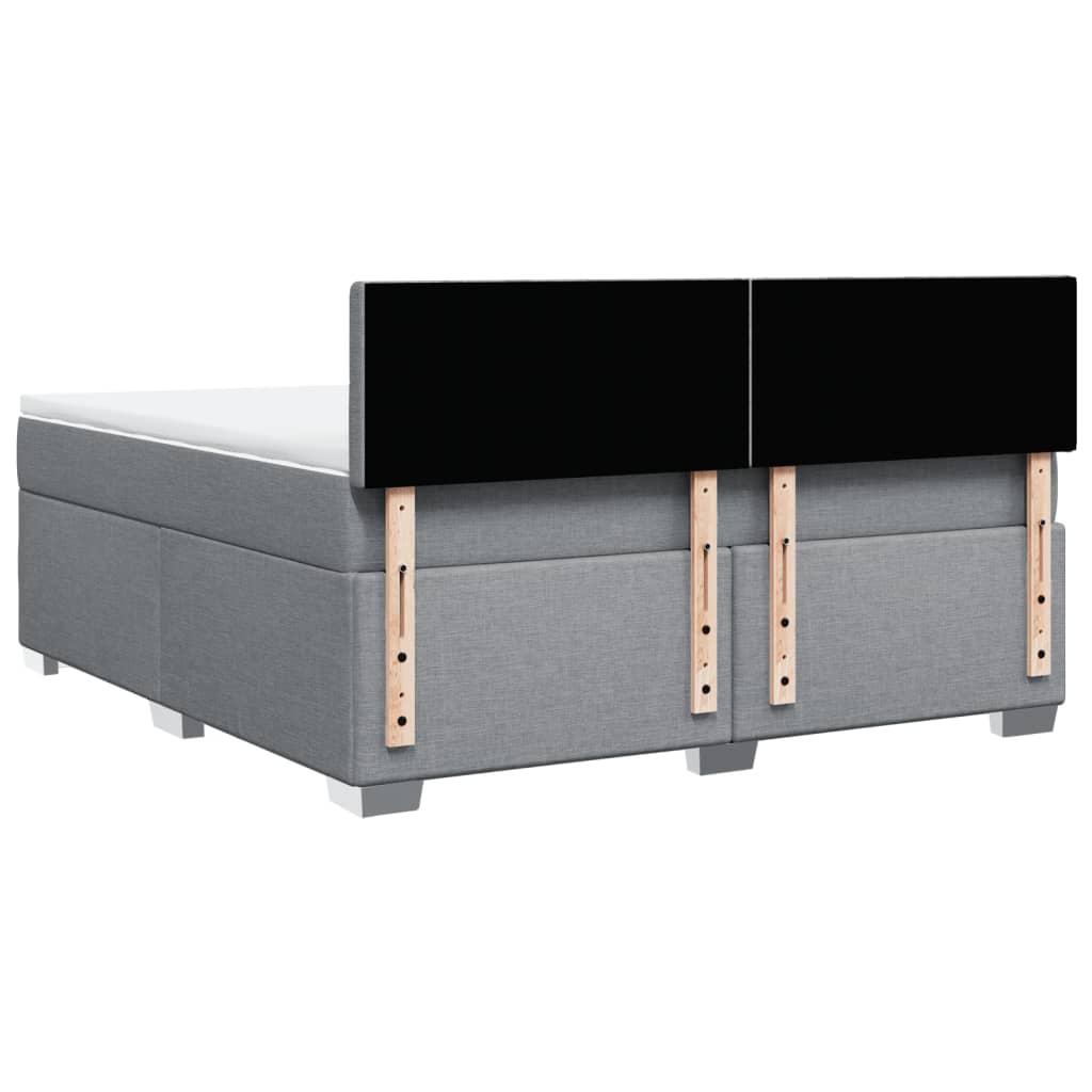 Κρεβάτι Boxspring με Στρώμα Ανοιχτό Γκρι 180x200 εκ. Υφασμάτινο - Pakobazaar