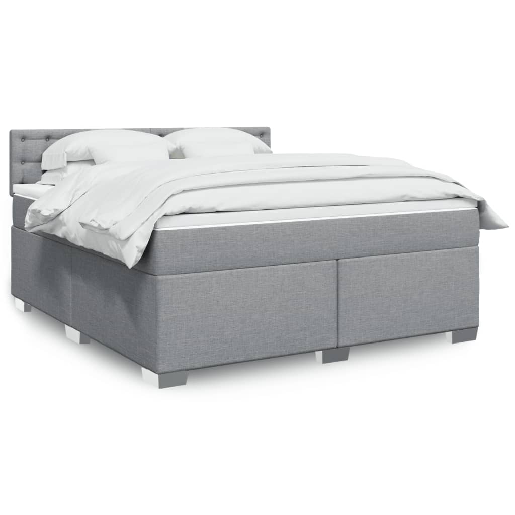Κρεβάτι Boxspring με Στρώμα Ανοιχτό Γκρι 180x200 εκ. Υφασμάτινο - Pakobazaar