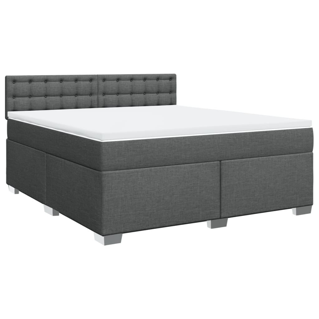 Κρεβάτι Boxspring με Στρώμα Σκούρο Γκρι 180x200 εκ Υφασμάτιν - Pakobazaar