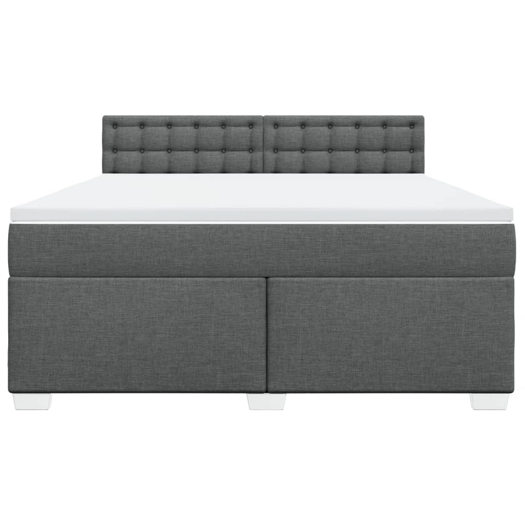 Κρεβάτι Boxspring με Στρώμα Σκούρο Γκρι 180x200 εκ Υφασμάτιν - Pakobazaar