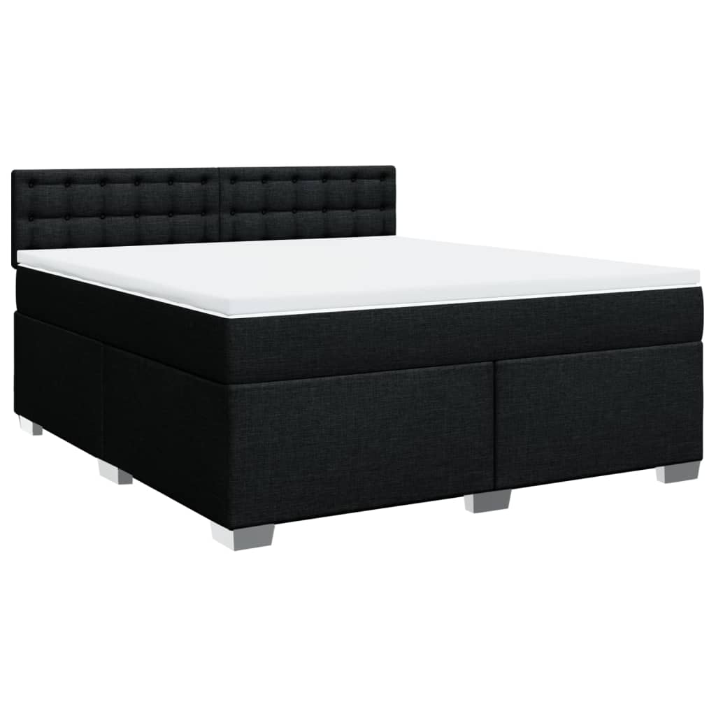Κρεβάτι Boxspring με Στρώμα Μαύρο 180x200 εκ. Υφασμάτινο - Pakobazaar
