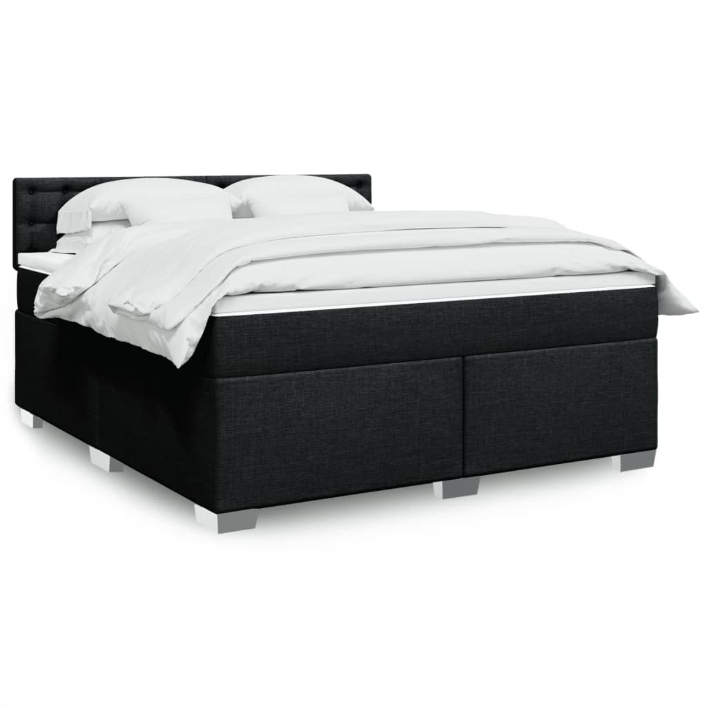 Κρεβάτι Boxspring με Στρώμα Μαύρο 180x200 εκ. Υφασμάτινο - Pakobazaar