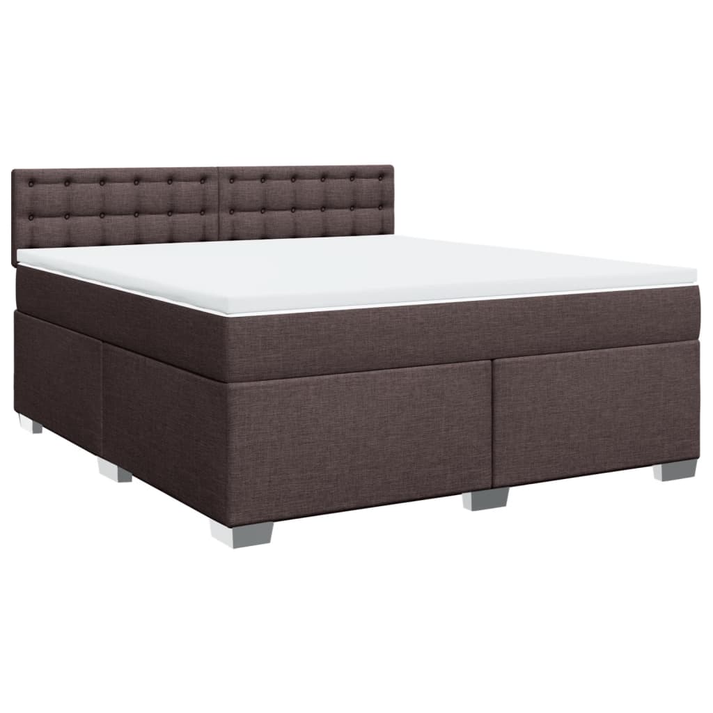 Κρεβάτι Boxspring με Στρώμα Σκούρο Καφέ 180x200 εκ Υφασμάτινο - Pakobazaar