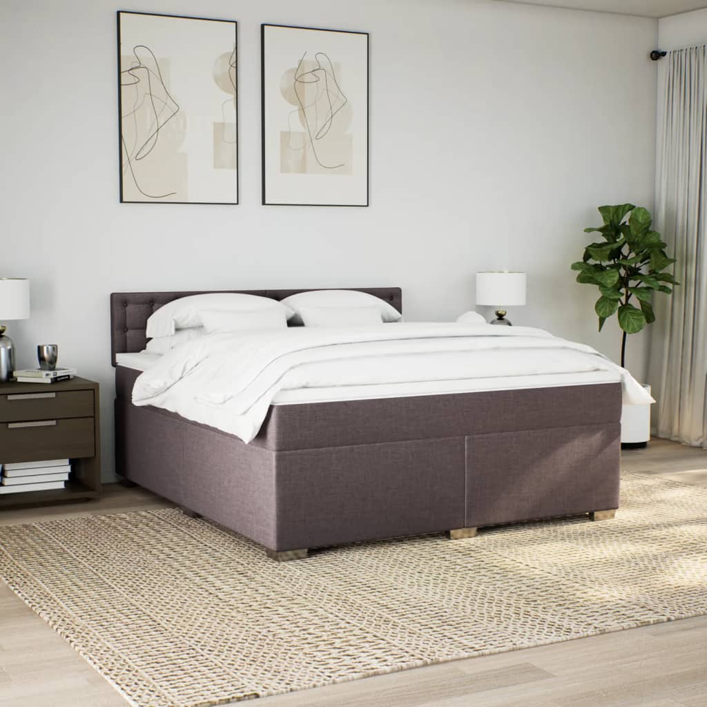 Κρεβάτι Boxspring με Στρώμα Σκούρο Καφέ 180x200 εκ Υφασμάτινο - Pakobazaar