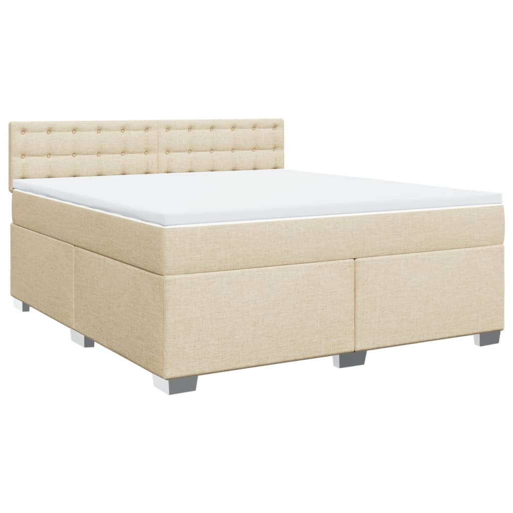 Κρεβάτι Boxspring με Στρώμα Κρεμ 180x200 εκ. Υφασμάτινο - Pakobazaar