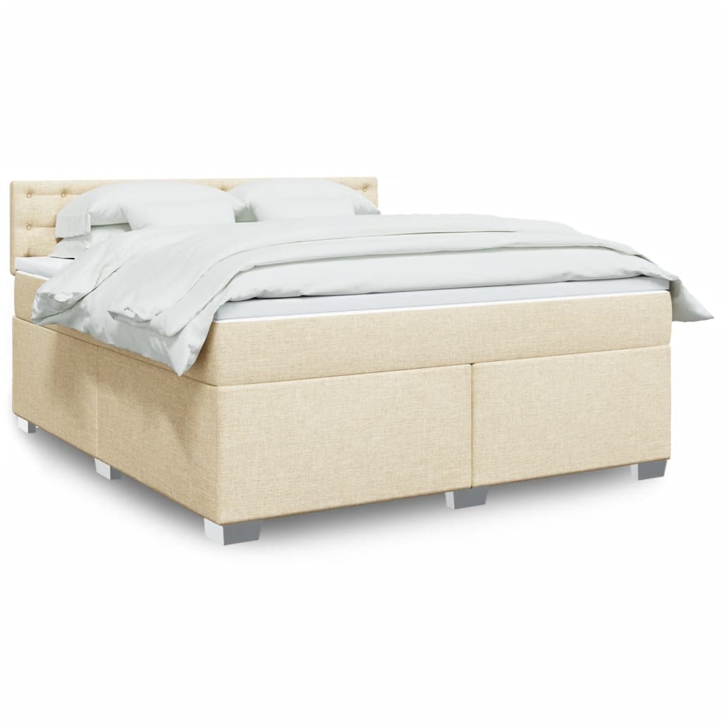 Κρεβάτι Boxspring με Στρώμα Κρεμ 180x200 εκ. Υφασμάτινο - Pakobazaar
