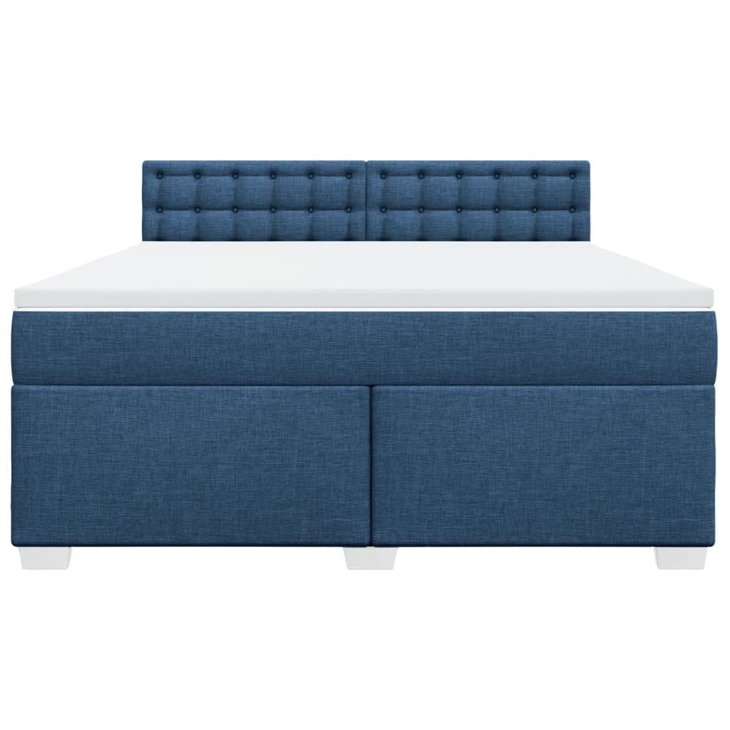 Κρεβάτι Boxspring με Στρώμα Μπλε 180x200 εκ. Υφασμάτινο - Pakobazaar