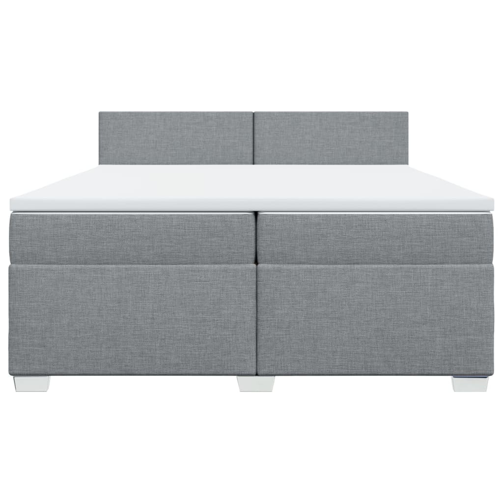 Κρεβάτι Boxspring με Στρώμα Ανοιχτό Γκρι 200x200 εκ. Υφασμάτινο - Pakobazaar
