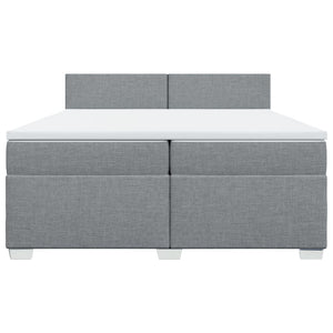 Κρεβάτι Boxspring με Στρώμα Ανοιχτό Γκρι 200x200 εκ. Υφασμάτινο - Pakobazaar