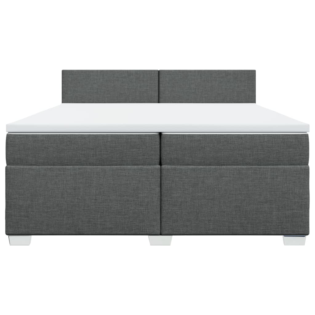 Κρεβάτι Boxspring με Στρώμα Σκούρο Γκρι 200x200 εκ. Υφασμάτινο - Pakobazaar