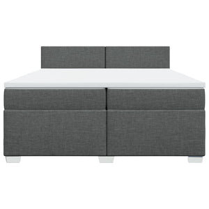 Κρεβάτι Boxspring με Στρώμα Σκούρο Γκρι 200x200 εκ. Υφασμάτινο - Pakobazaar