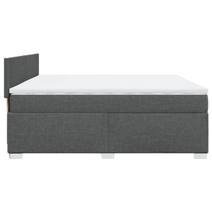 Κρεβάτι Boxspring με Στρώμα Σκούρο Γκρι 200x200 εκ. Υφασμάτινο - Pakobazaar