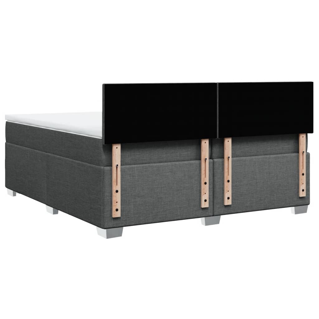 Κρεβάτι Boxspring με Στρώμα Σκούρο Γκρι 200x200 εκ. Υφασμάτινο - Pakobazaar
