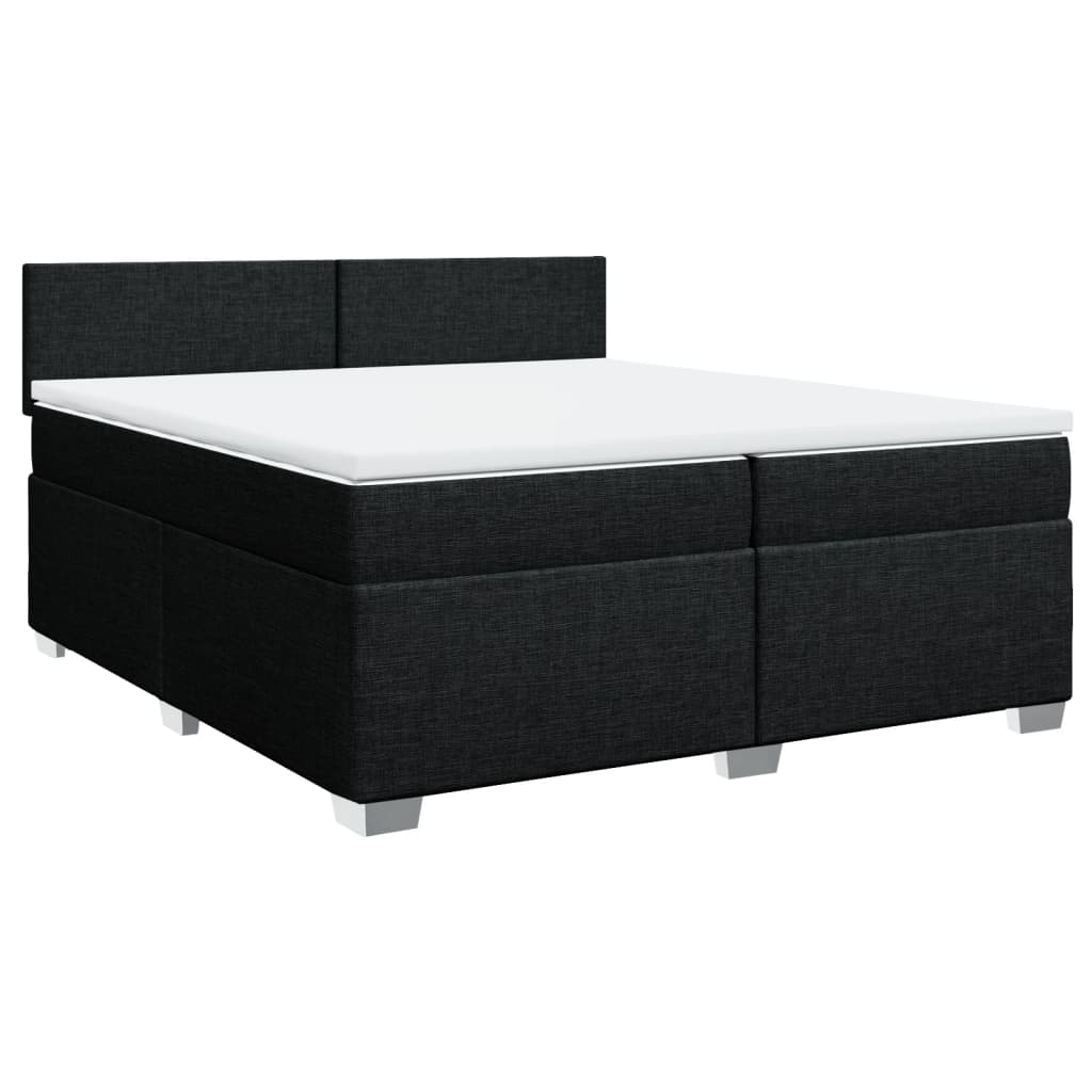 Κρεβάτι Boxspring με Στρώμα Μαύρο 200x200 εκ. Υφασμάτινο - Pakobazaar