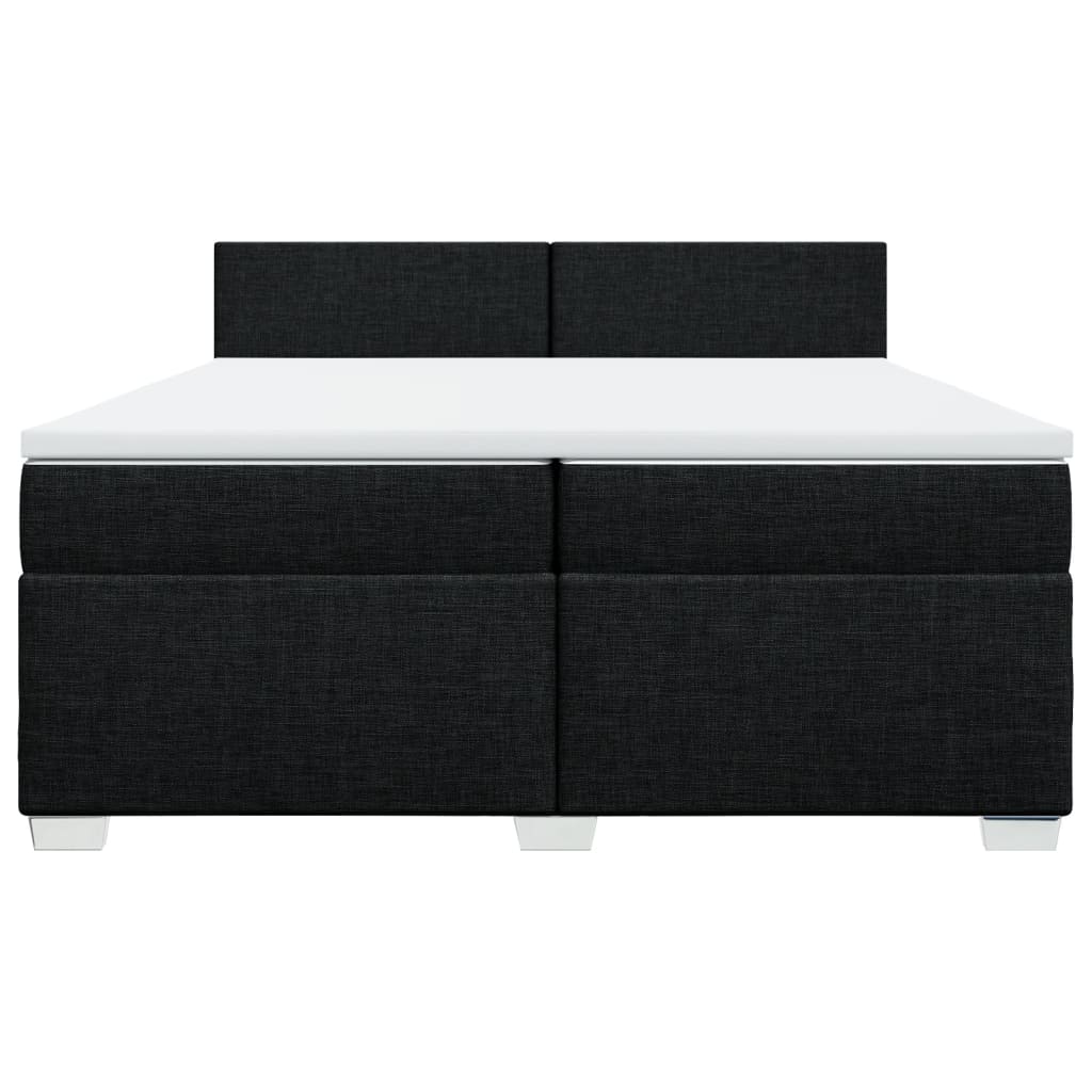 Κρεβάτι Boxspring με Στρώμα Μαύρο 200x200 εκ. Υφασμάτινο - Pakobazaar