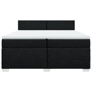 Κρεβάτι Boxspring με Στρώμα Μαύρο 200x200 εκ. Υφασμάτινο - Pakobazaar