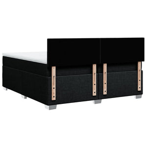 Κρεβάτι Boxspring με Στρώμα Μαύρο 200x200 εκ. Υφασμάτινο - Pakobazaar